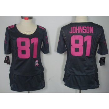 Nike Detroit Lions #81 Calvin Johnson Breast Cancer Awareness Gray Womens Jersey