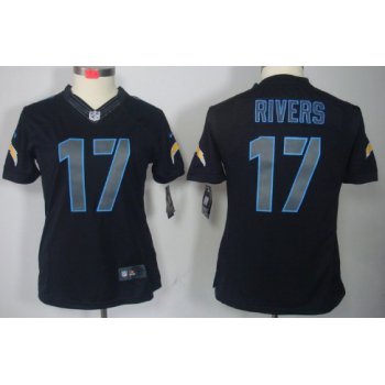 Nike San Diego Chargers #17 Philip Rivers Black Impact Limited Womens Jersey