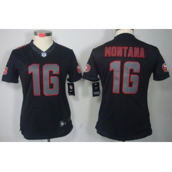 Nike San Francisco 49ers #16 Joe Montana Black Impact Limited Womens Jersey