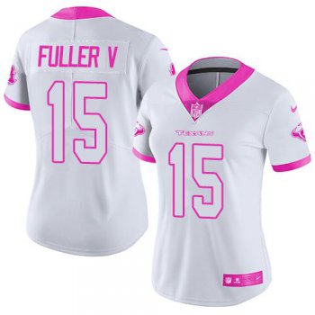 Nike Texans #15 Will Fuller V White Pink Women's Stitched NFL Limited Rush Fashion Jersey