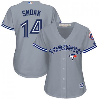 Blue Jays #14 Justin Smoak Grey Road Women's Stitched Baseball Jersey