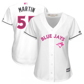 Blue Jays #55 Russell Martin White Mother's Day Cool Base Women's Stitched Baseball Jersey