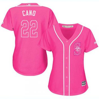 Mariners #22 Robinson Cano Pink Fashion Women's Stitched Baseball Jersey