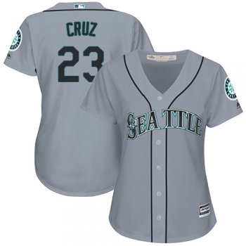 Mariners #23 Nelson Cruz Grey Road Women's Stitched Baseball Jersey