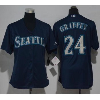 Mariners #24 Ken Griffey Navy Blue Alternate Women's Stitched Baseball Jersey