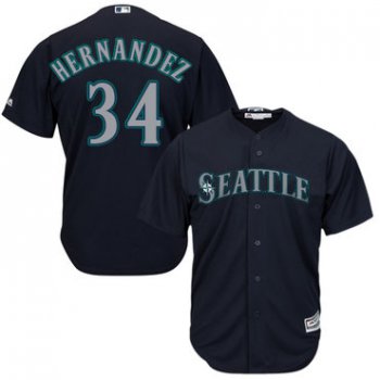 Mariners #34 Felix Hernandez Navy Blue Alternate Women's Stitched Baseball Jersey