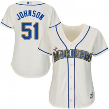 Mariners #51 Randy Johnson Cream Alternate Women's Stitched Baseball Jersey