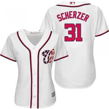 Nationals #31 Max Scherzer White Home Women's Stitched Baseball Jersey
