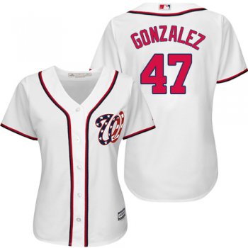 Nationals #47 Gio Gonzalez White Home Women's Stitched Baseball Jersey