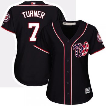 Nationals #7 Trea Turner Navy Blue Alternate Women's Stitched Baseball Jersey