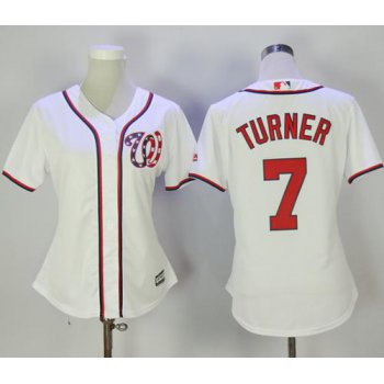 Nationals #7 Trea Turner White Home Women's Stitched Baseball Jersey