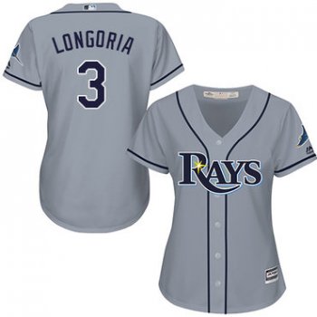 Rays #3 Evan Longoria Grey Road Women's Stitched Baseball Jersey