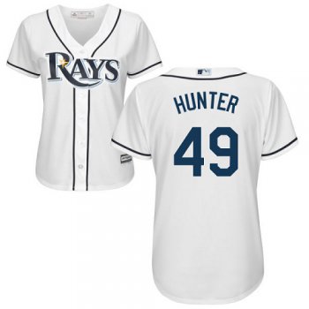 Rays #49 Tommy Hunter White Home Women's Stitched Baseball Jersey
