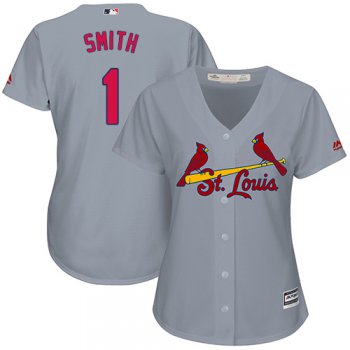 Cardinals #1 Ozzie Smith Grey Road Women's Stitched Baseball Jersey
