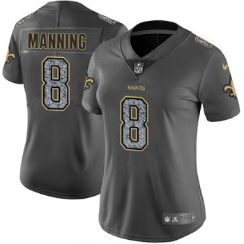 Women's Nike New Orleans Saints #8 Archie Manning Gray Static NFL Vapor Untouchable Game Jersey
