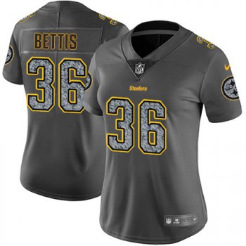 Women's Nike Pittsburgh Steelers #36 Jerome Bettis Gray Static NFL Vapor Untouchable Game Jersey