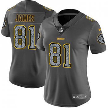 Women's Nike Pittsburgh Steelers #81 Jesse James Gray Static Stitched NFL Vapor Untouchable Limited Jersey