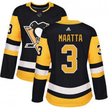 Adidas Pittsburgh Penguins #3 Olli Maatta Black Home Authentic Women's Stitched NHL Jersey