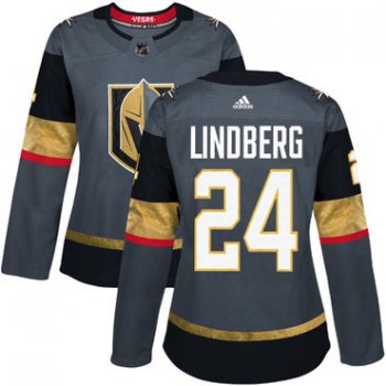 Adidas Vegas Golden Golden Knights #24 Oscar Lindberg Grey Home Authentic Women's Stitched NHL Jersey