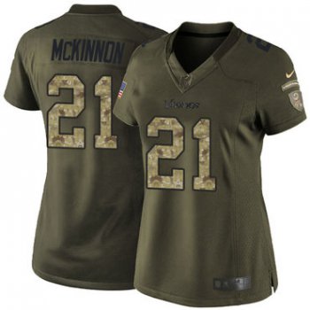 Women's Nike Minnesota Vikings #21 Jerick McKinnon Green Stitched NFL Limited 2015 Salute to Service Jersey