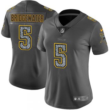 Women's Nike Minnesota Vikings #5 Teddy Bridgewater Gray Static Stitched NFL Vapor Untouchable Limited Jersey