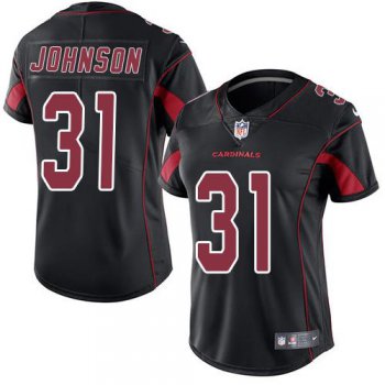 Nike Cardinals #31 David Johnson Black Women's Stitched NFL Limited Rush Jersey