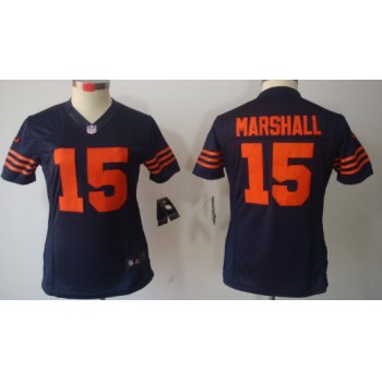 Nike Chicago Bears #15 Brandon Marshall Blue With Orange Limited Womens Jersey