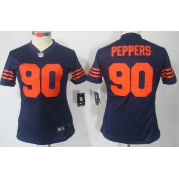 Nike Chicago Bears #90 Julius Peppers Blue With Orange Limited Womens Jersey