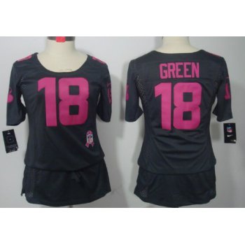 Nike Cincinnati Bengals #18 A.J. Green Breast Cancer Awareness Gray Womens Jersey