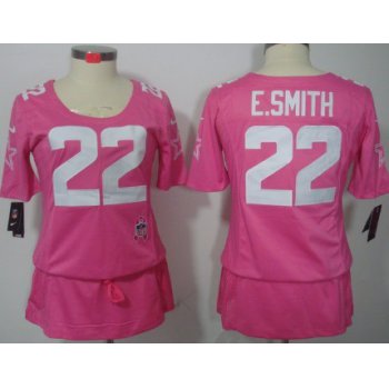 Nike Dallas Cowboys #22 Emmitt Smith Breast Cancer Awareness Pink Womens Jersey