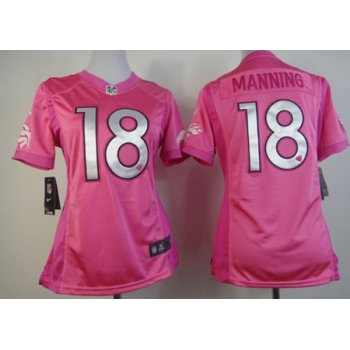 Nike Denver Broncos #18 Peyton Manning Pink Love Womens Jersey