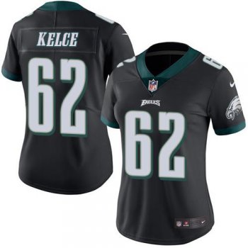 Nike Eagles #62 Jason Kelce Black Women's Stitched NFL Limited Rush Jersey