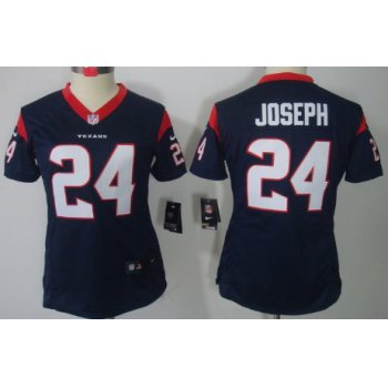 Nike Houston Texans #24 Johnathan Joseph Blue Limited Womens Jersey