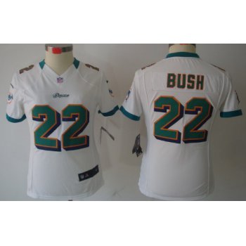 Nike Miami Dolphins #22 Reggie Bush White Limited Womens Jersey