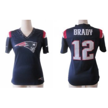 Nike New England Patriots #12 Tom Brady 2012 Blue Womens Field Flirt Fashion Jersey