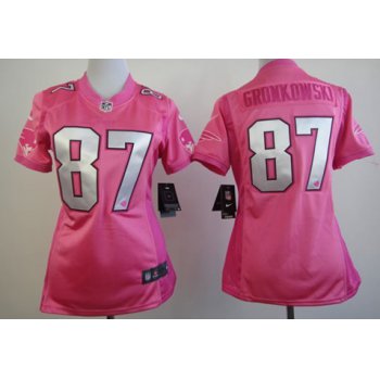Nike New England Patriots #87 Rob Gronkowski Pink Love Womens Jersey