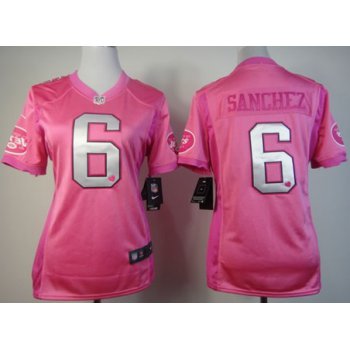 Nike New York Jets #6 Mark Sanchez Pink Love Womens Jersey