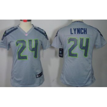 Nike Seattle Seahawks #24 Marshawn Lynch Gray Limited Womens Jersey