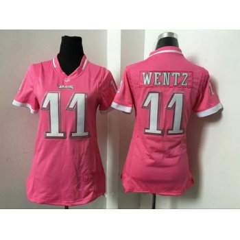 Women's Philadelphia Eagles #11 Carson Wentz Black Pink 2016 Breast Cancer Awareness Stitched NFL Nike Fashion Jersey
