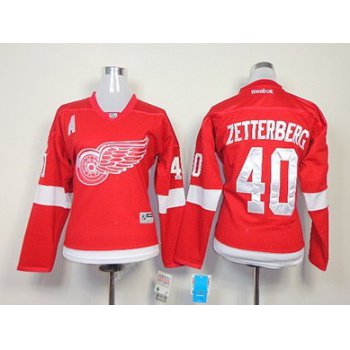 Detroit Red Wings #40 Henrik Zetterberg Red Womens Jersey