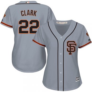 Giants #22 Will Clark Grey Road 2 Women's Stitched Baseball Jersey