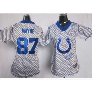 Nike Indianapolis Colts #87 Reggie Wayne 2012 Womens Zebra Fashion Jersey