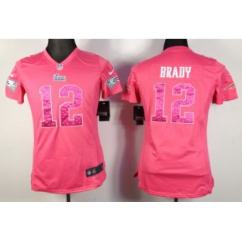 Nike New England Patriots #12 Tom Brady Pink Sweetheart Diamond Womens Jersey