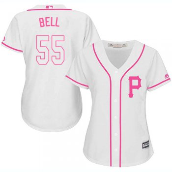 Pirates #55 Josh Bell White Pink Fashion Women's Stitched Baseball Jersey