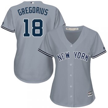 Yankees #18 Didi Gregorius Grey Road Women's Stitched Baseball Jersey