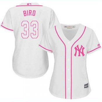 Yankees #33 Greg Bird White Pink Fashion Women's Stitched Baseball Jersey