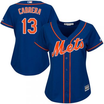 Mets #13 Asdrubal Cabrera Blue Alternate Women's Stitched Baseball Jersey