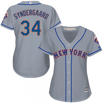 Mets #34 Noah Syndergaard Grey Road Women's Stitched Baseball Jersey