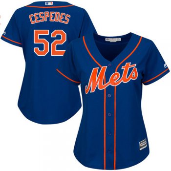 Mets #52 Yoenis Cespedes Blue Alternate Women's Stitched Baseball Jersey