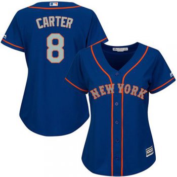 Mets #8 Gary Carter Blue(Grey NO.) Alternate Women's Stitched Baseball Jersey